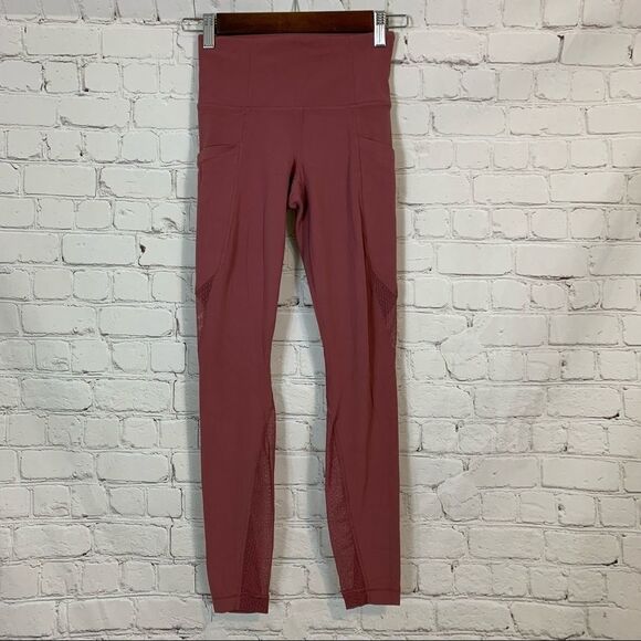 Athleta Salutation Pocket Tight Legging XXS Side Pockets Mesh Mauve - Picture 1 of 16